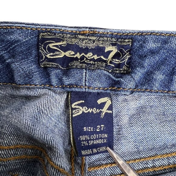 Seven 7 For All Mankind Low Rise Bootcut Flare Hem Jeans Womens 27 Mid Wash - Picture 3 of 11